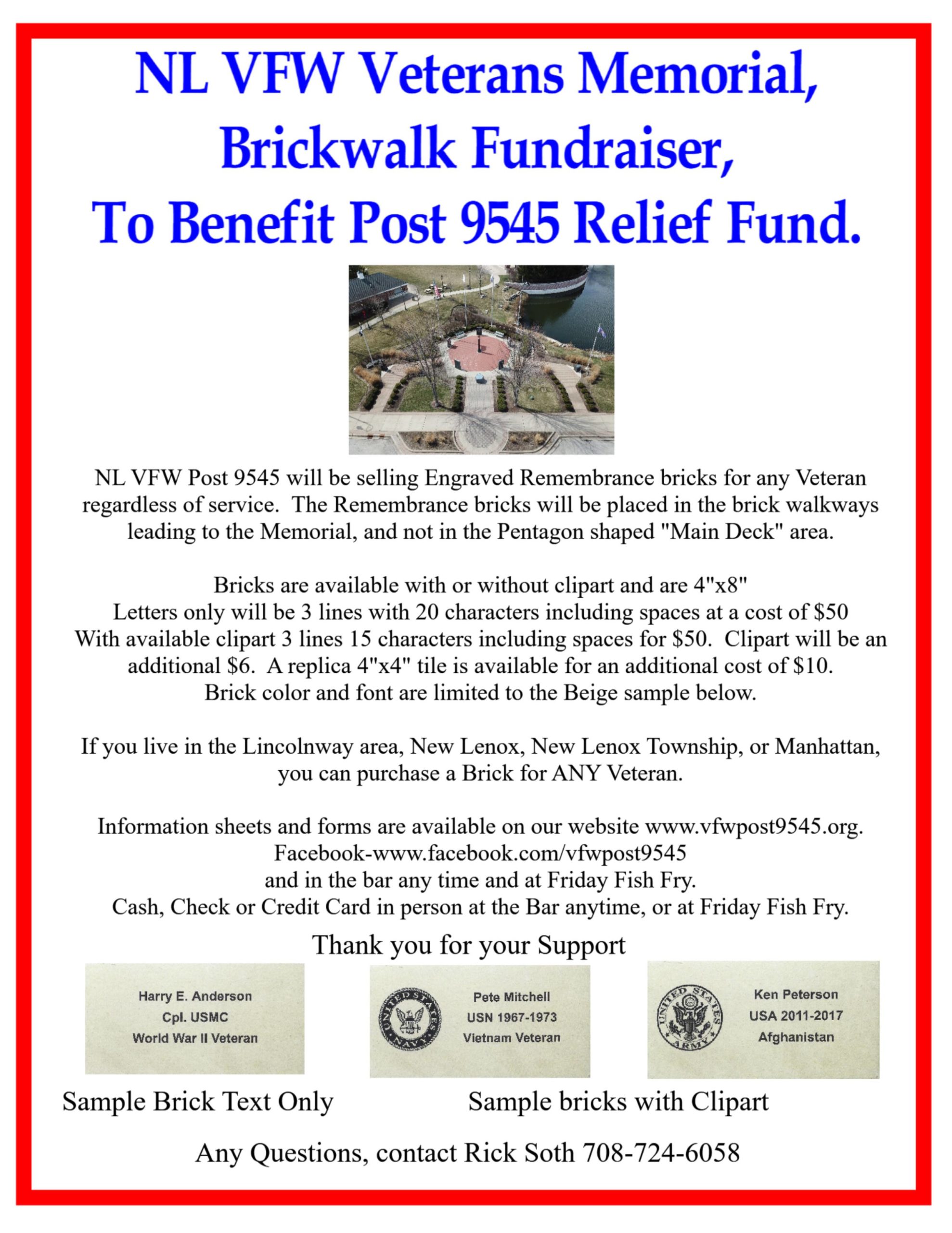 Memorial Bricks Harry E. Anderson VFW Post 9545